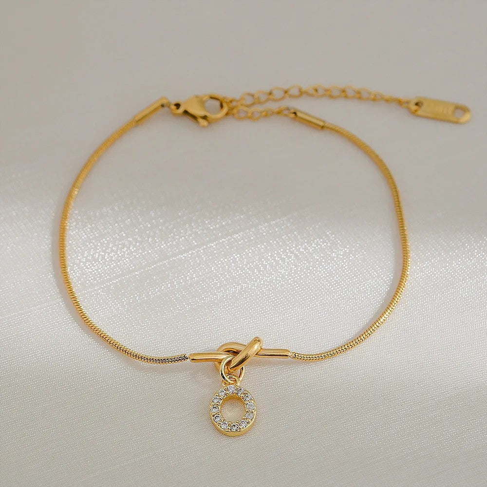Crystal Initial Knot Bracelet