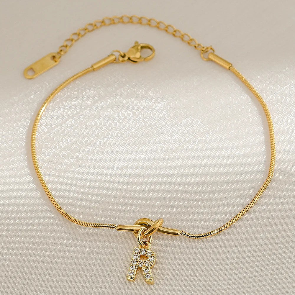Crystal Initial Knot Bracelet