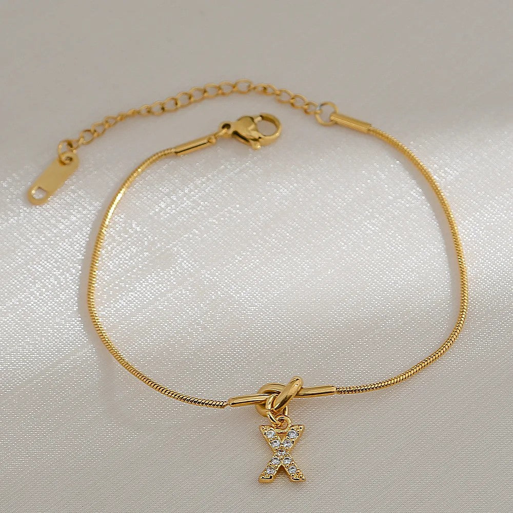 Crystal Initial Knot Bracelet