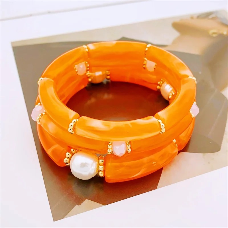 Sea Glass & Pearl Stackable Bracelet Set