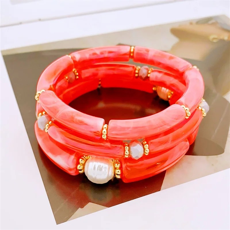 Sea Glass & Pearl Stackable Bracelet Set