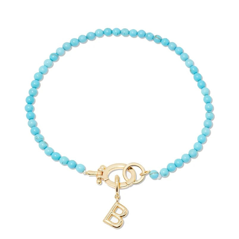 Turquoise Bead Initial Bracelet