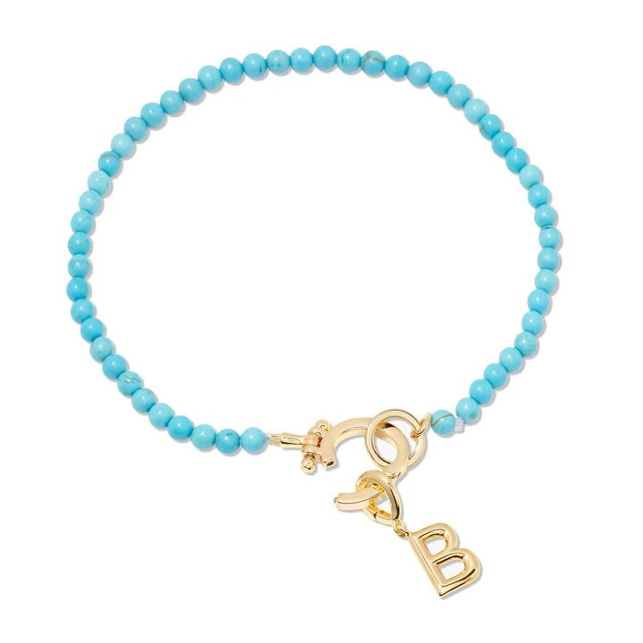 Turquoise Bead Initial Bracelet