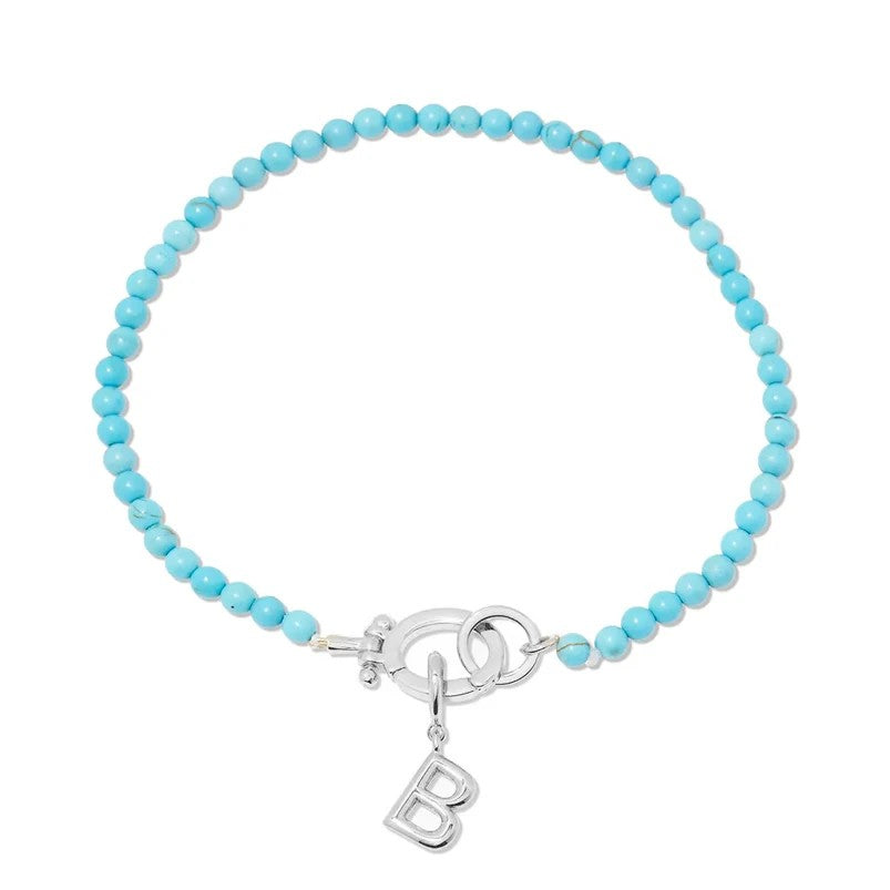 Turquoise Bead Initial Bracelet