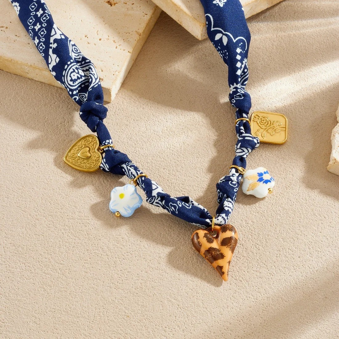 Leopard Heart & Floral Ribbon Jewelry Set
