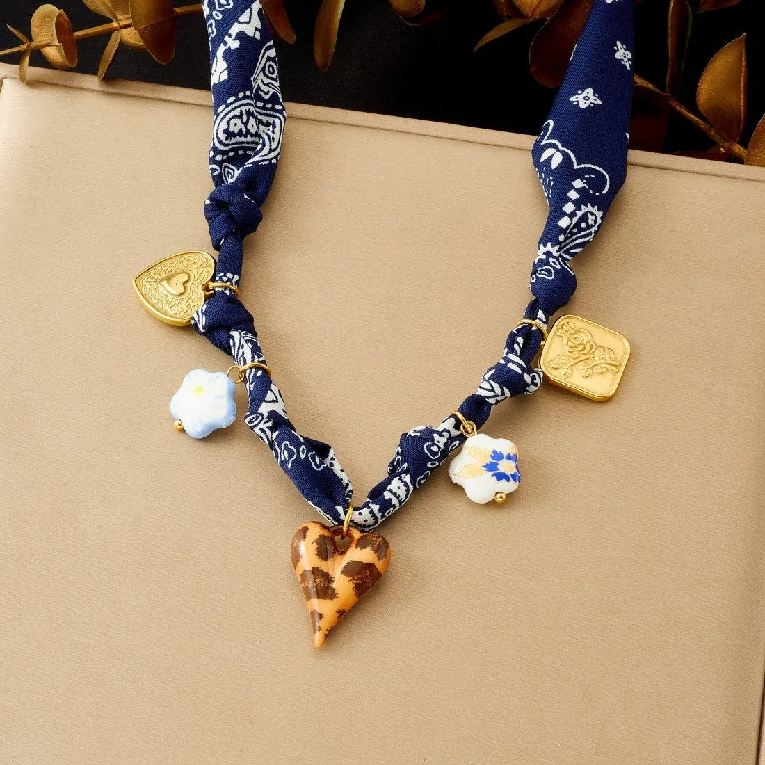 Leopard Heart & Floral Ribbon Jewelry Set