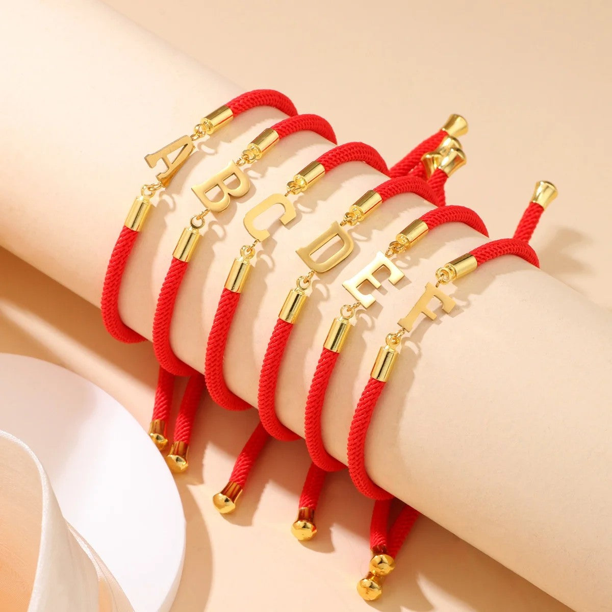 Red Woven Initial Letter Bracelet