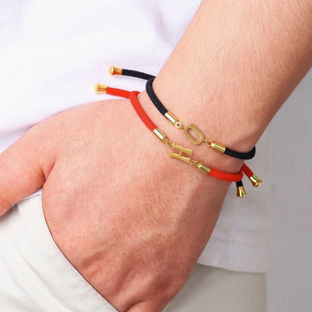 Red Woven Initial Letter Bracelet