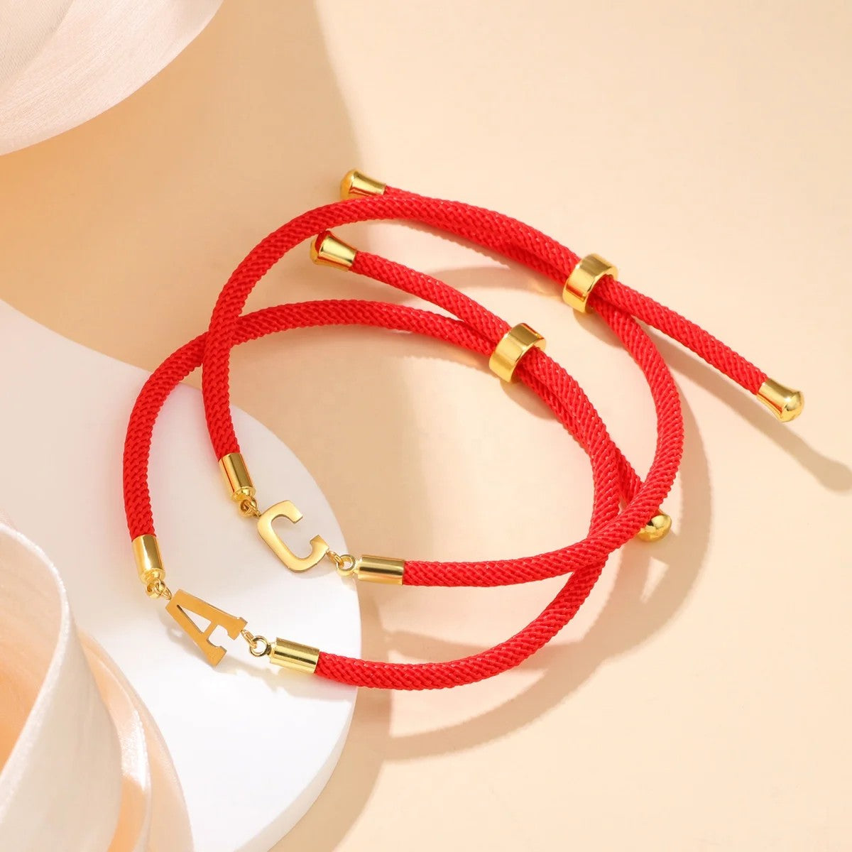 Red Woven Initial Letter Bracelet
