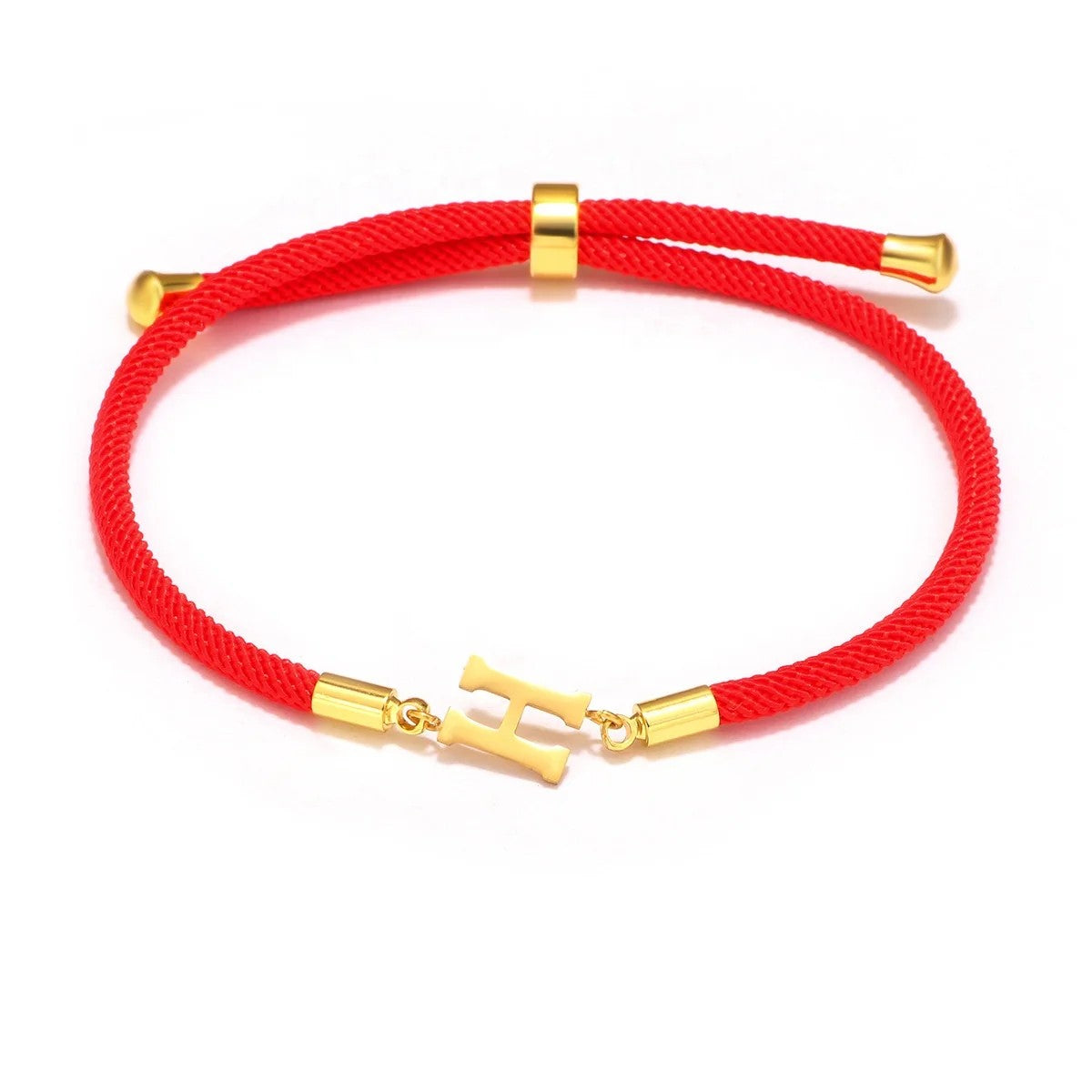 Red Woven Initial Letter Bracelet
