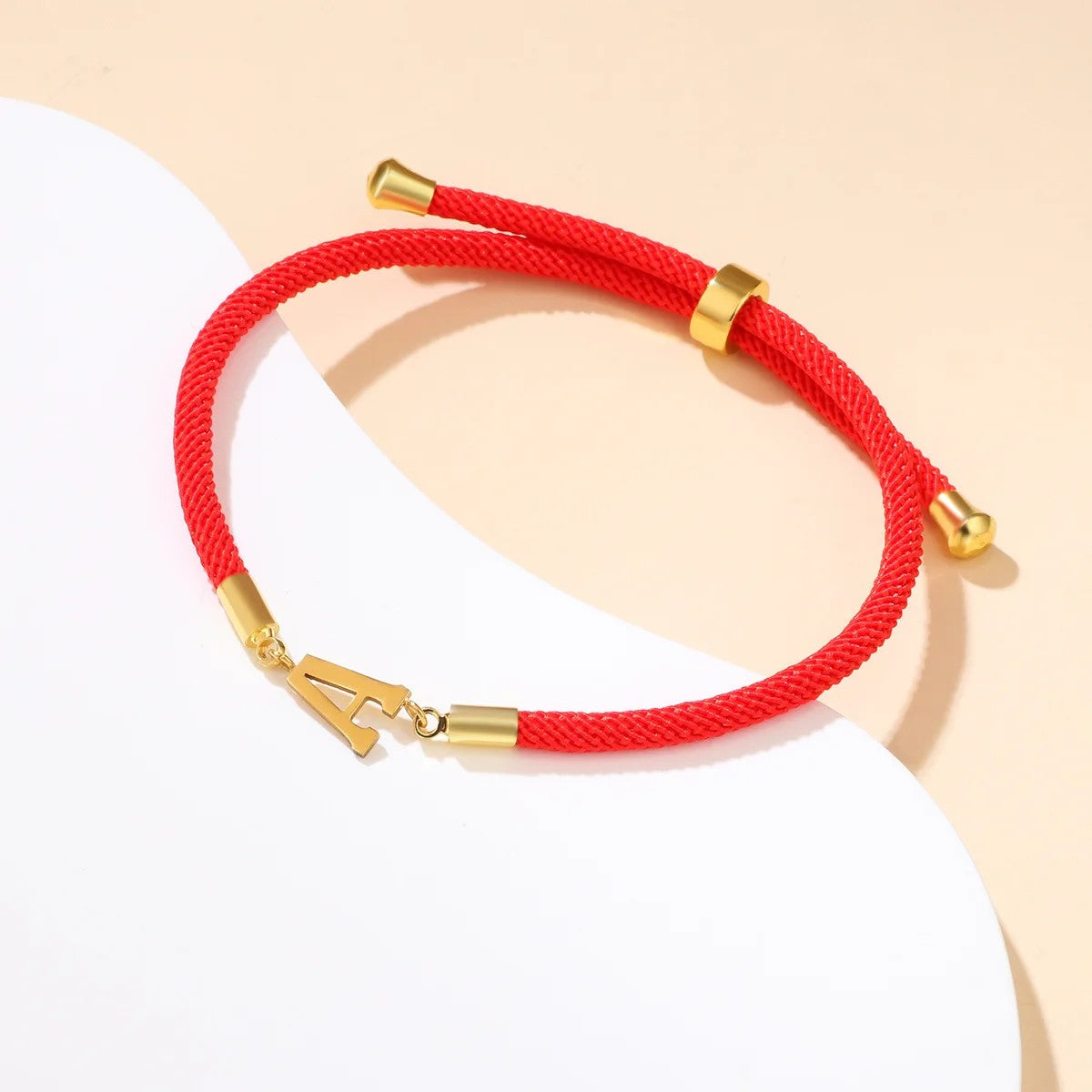 Red Woven Initial Letter Bracelet