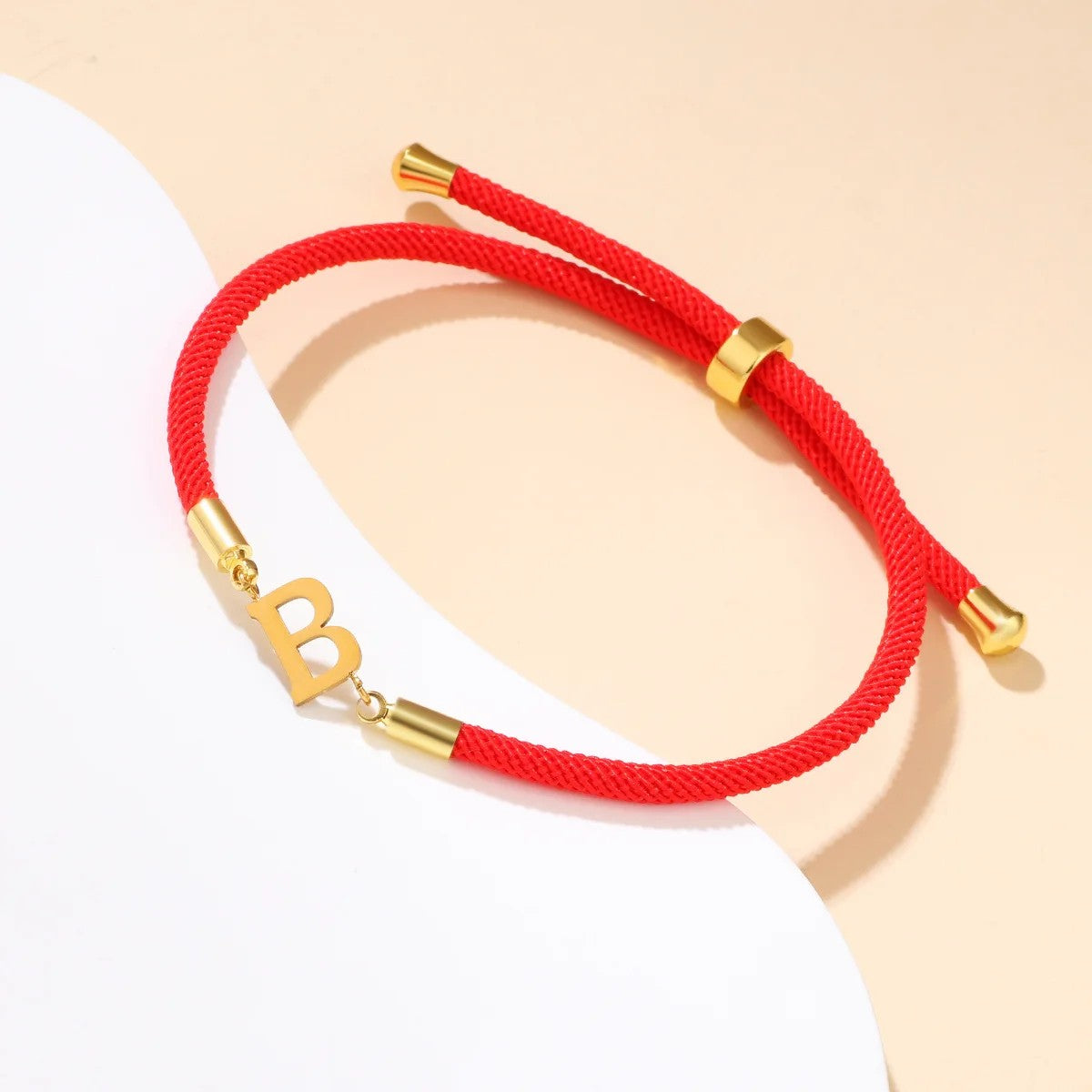 Red Woven Initial Letter Bracelet