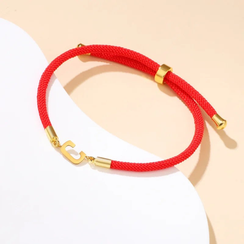 Red Woven Initial Letter Bracelet