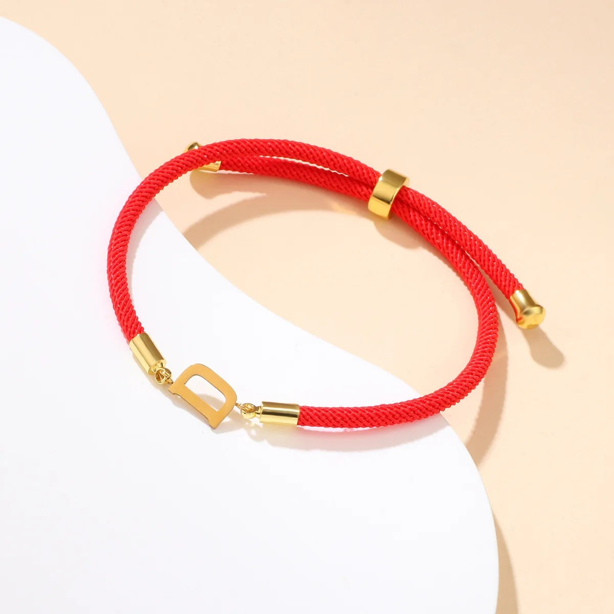 Red Woven Initial Letter Bracelet