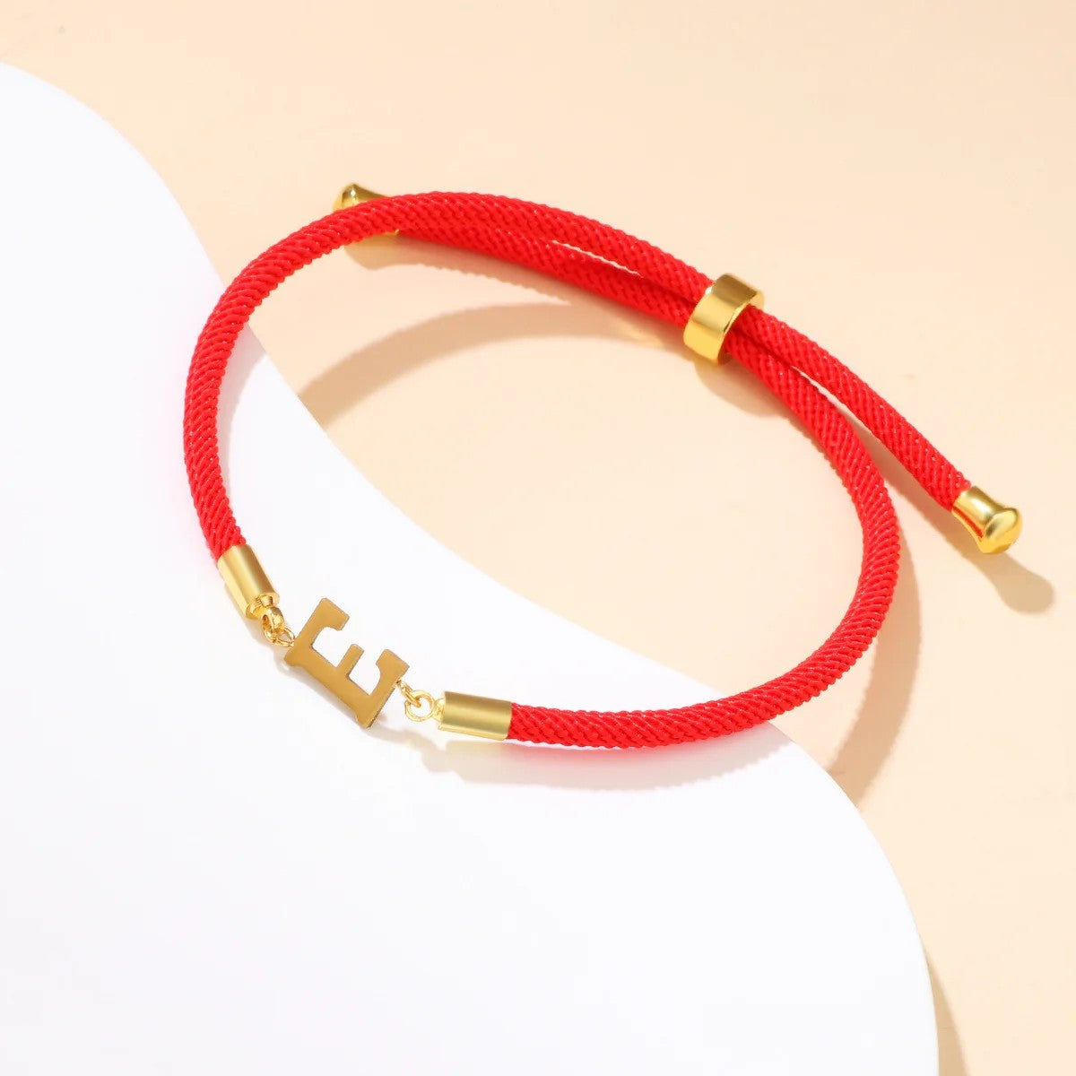Red Woven Initial Letter Bracelet
