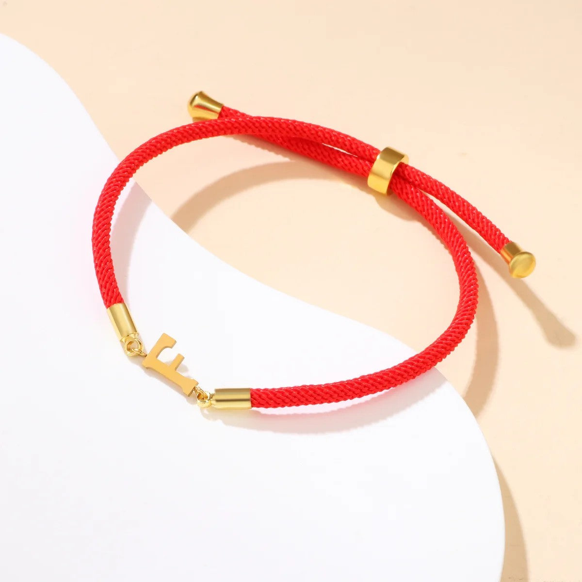 Red Woven Initial Letter Bracelet