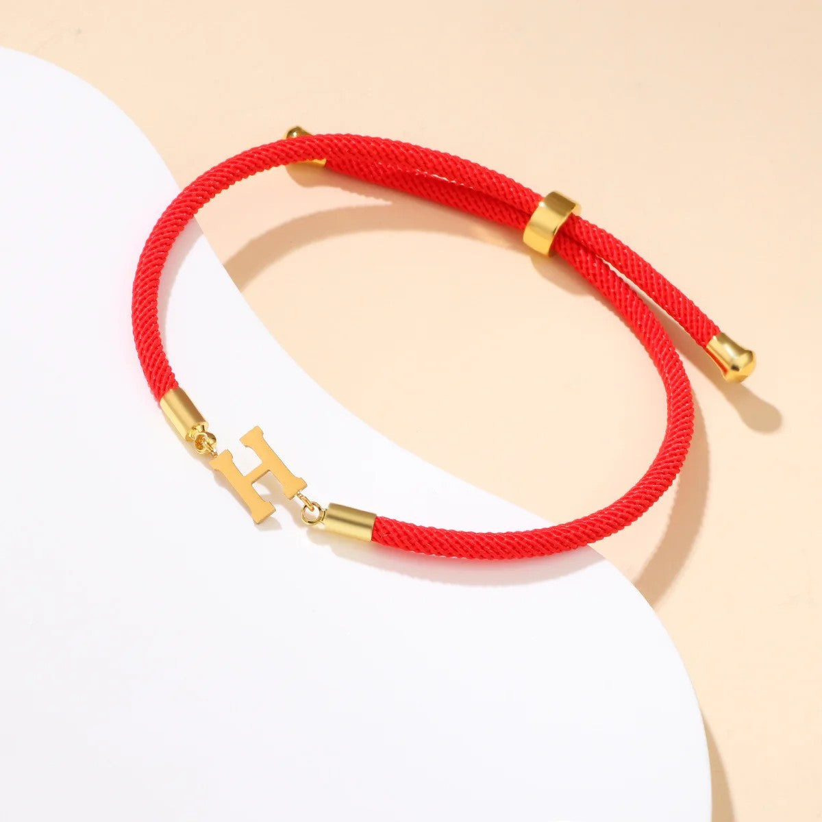 Red Woven Initial Letter Bracelet