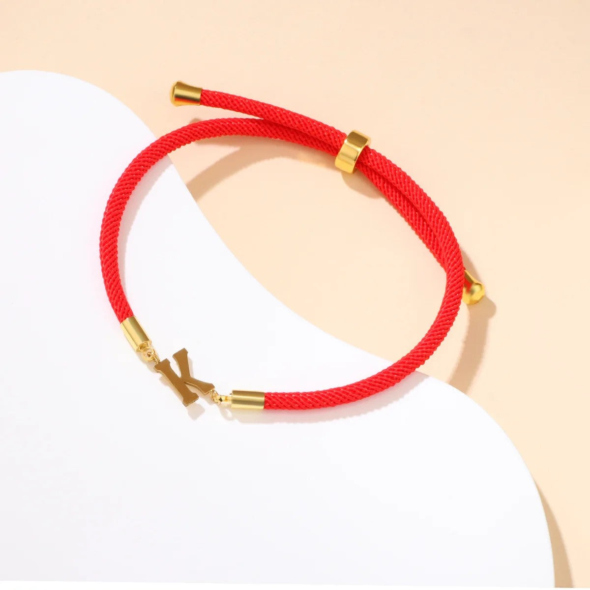 Red Woven Initial Letter Bracelet