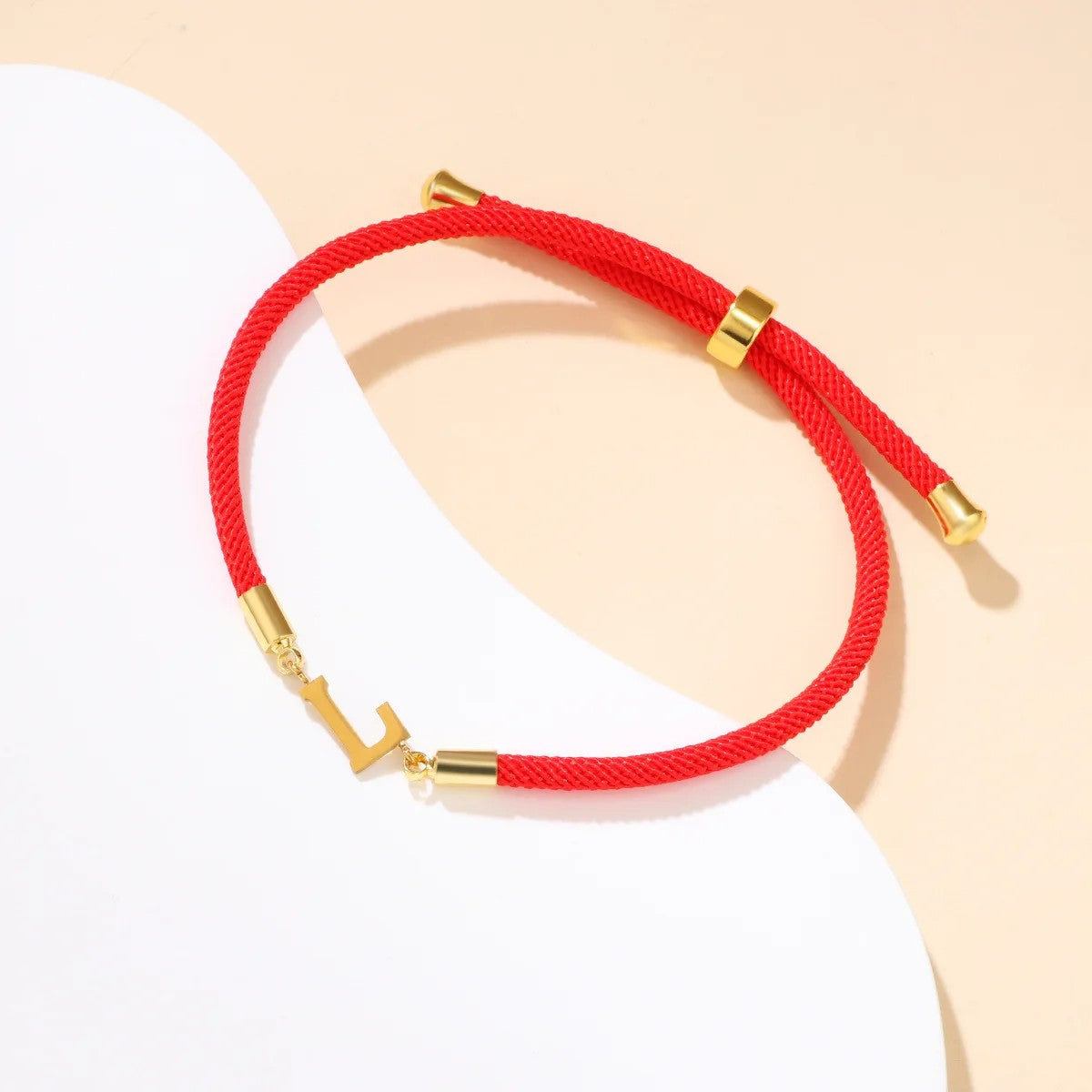 Red Woven Initial Letter Bracelet