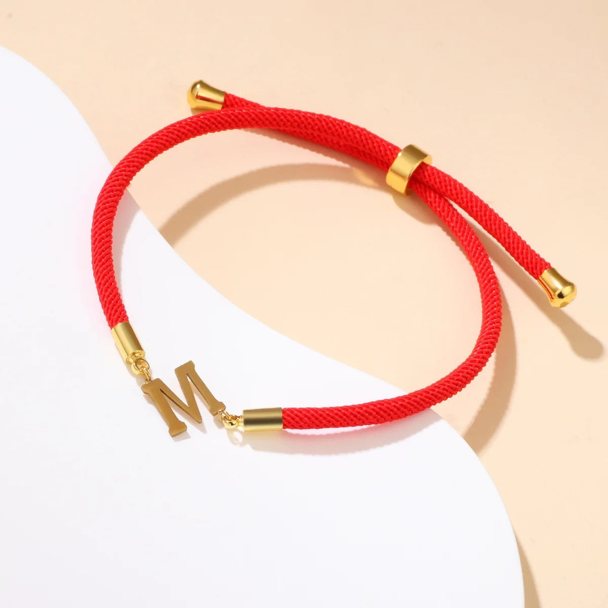 Red Woven Initial Letter Bracelet