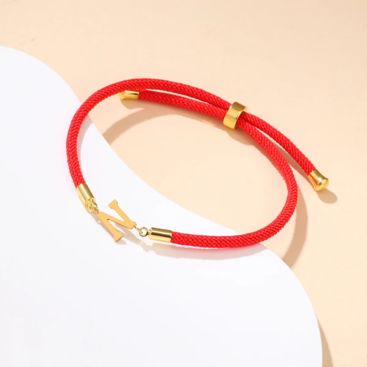 Red Woven Initial Letter Bracelet