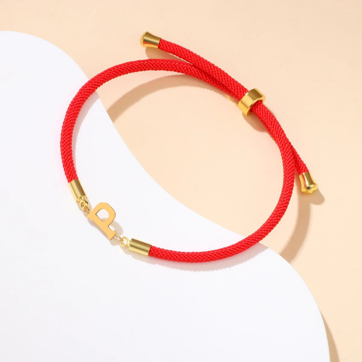 Red Woven Initial Letter Bracelet