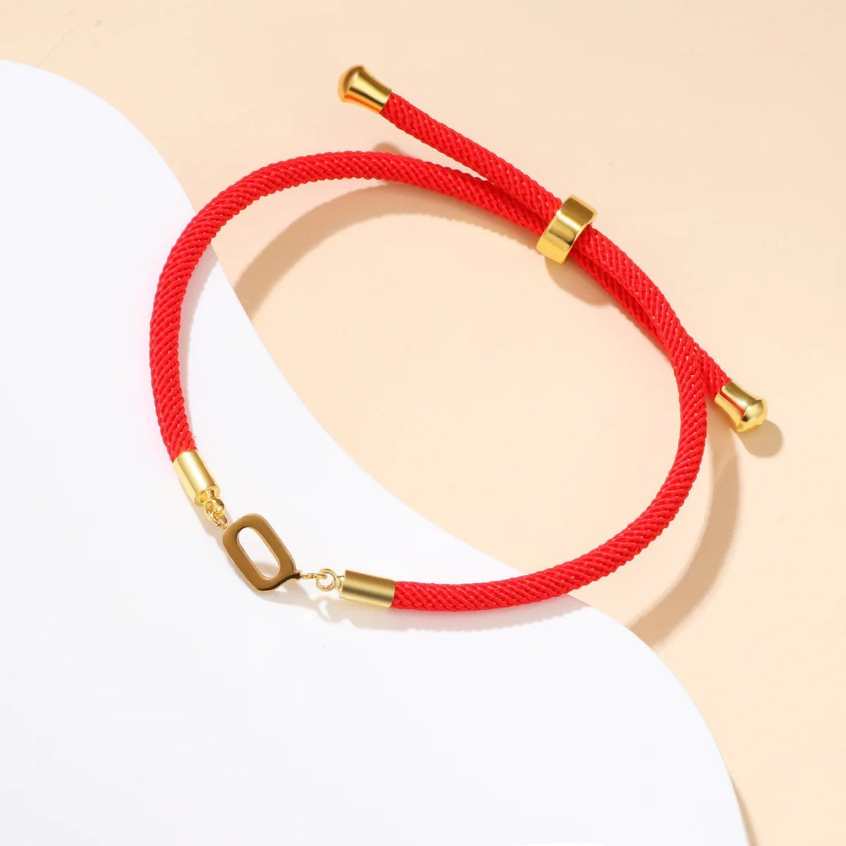 Red Woven Initial Letter Bracelet