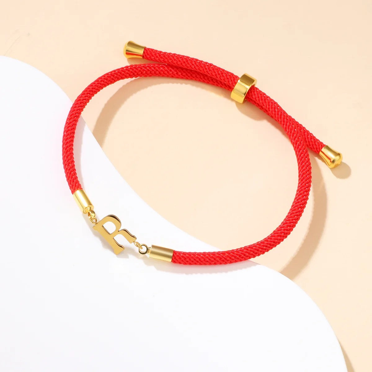 Red Woven Initial Letter Bracelet