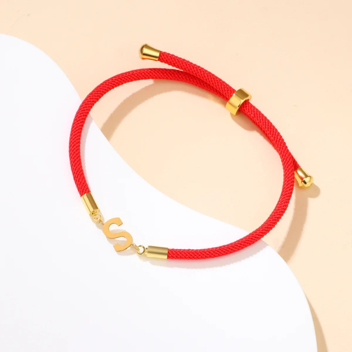 Red Woven Initial Letter Bracelet