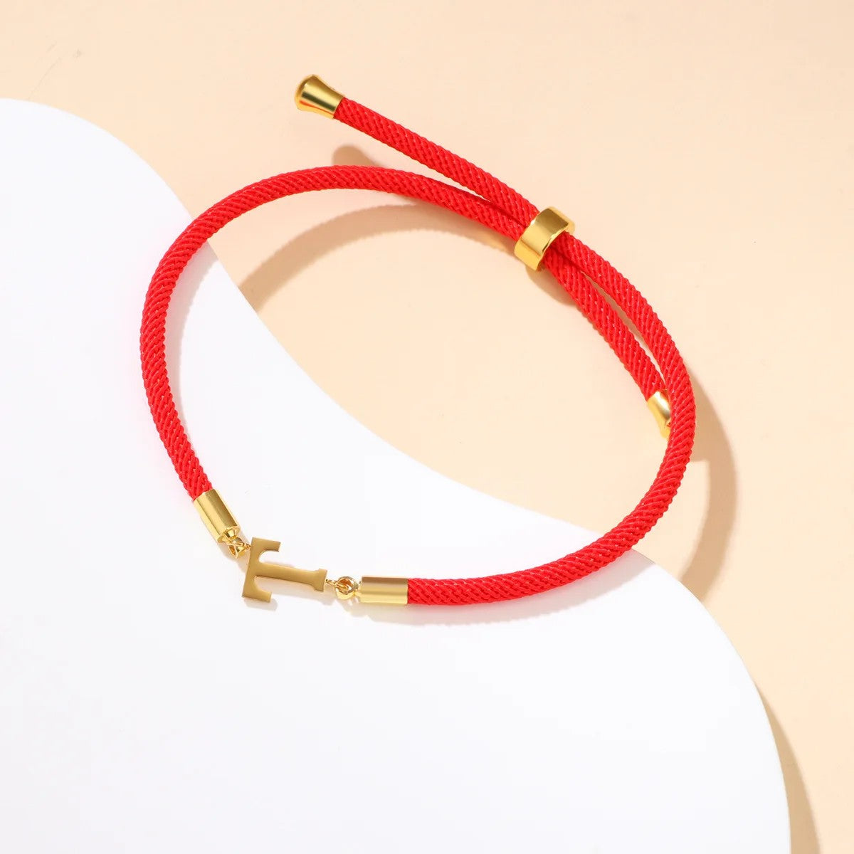 Red Woven Initial Letter Bracelet