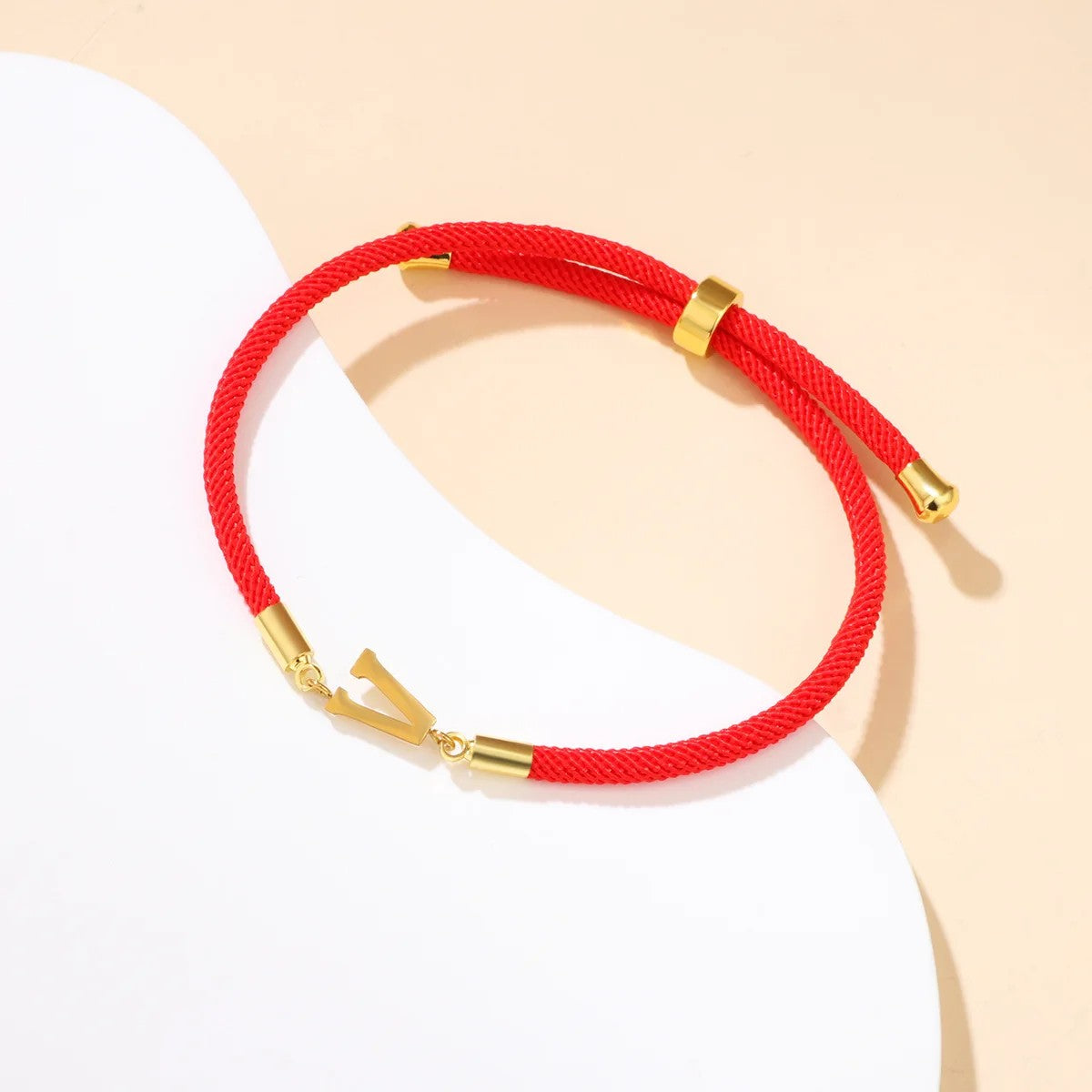 Red Woven Initial Letter Bracelet