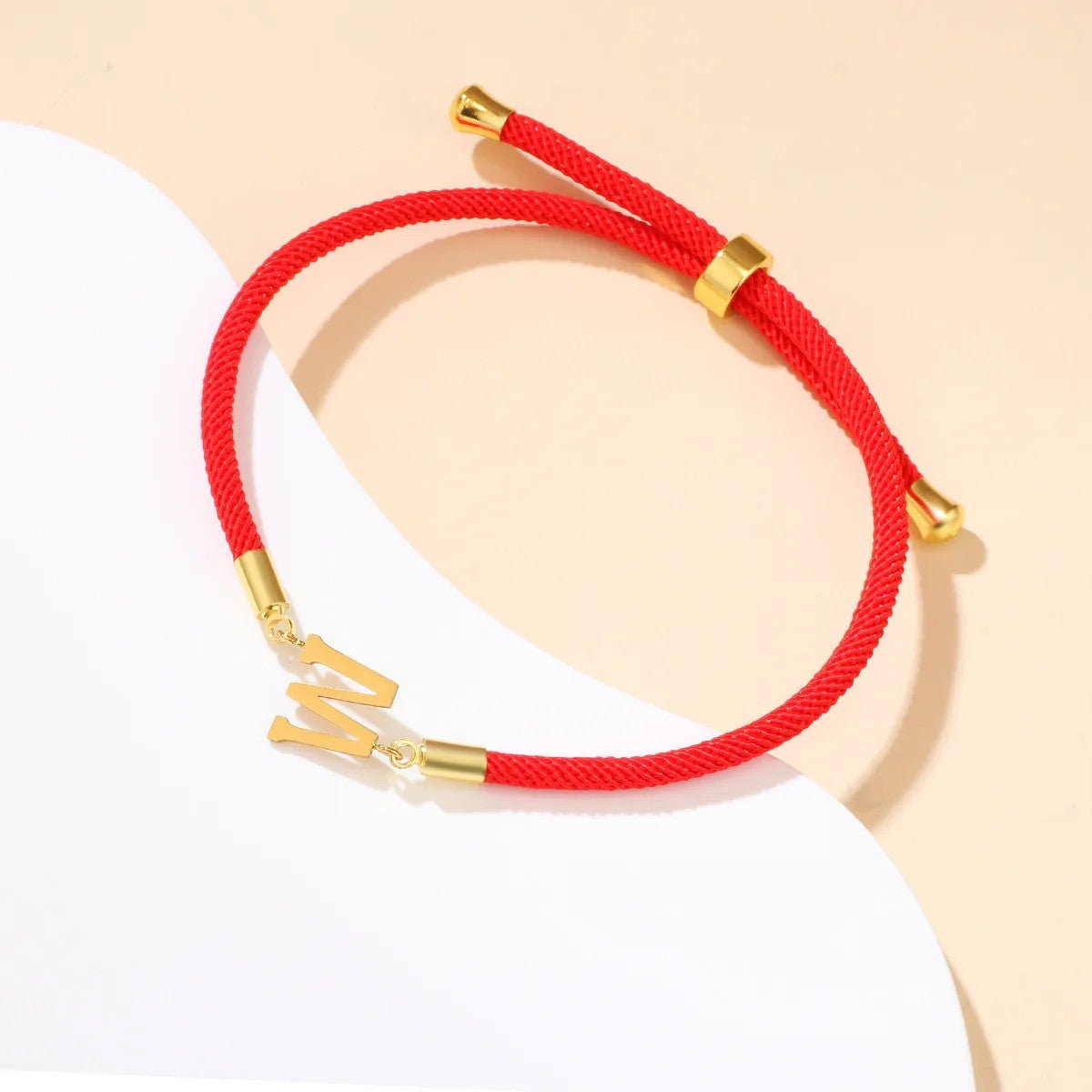 Red Woven Initial Letter Bracelet