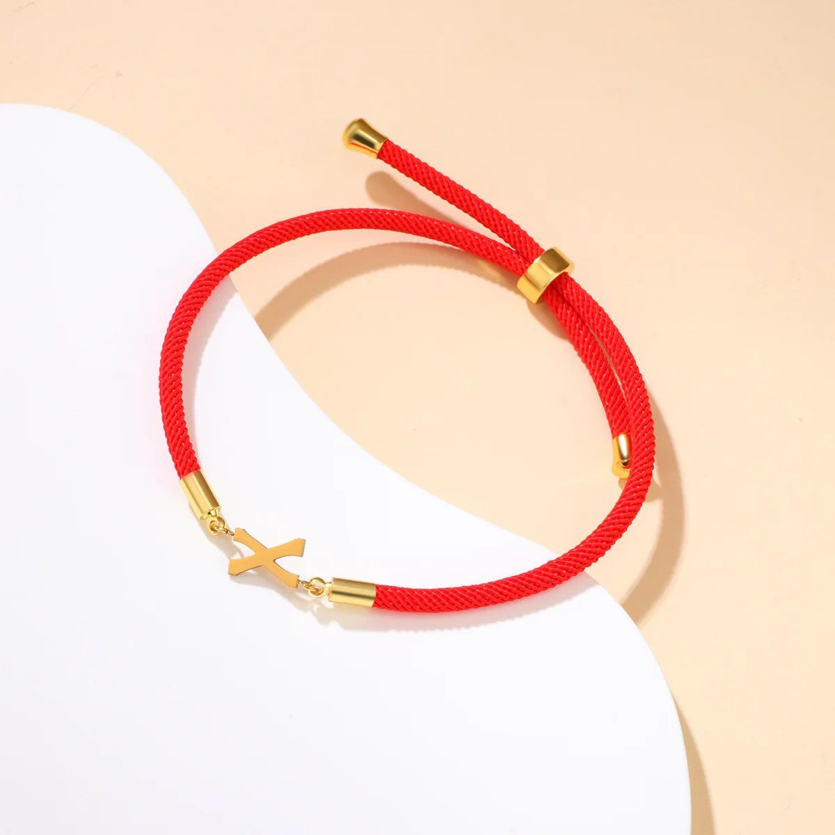 Red Woven Initial Letter Bracelet