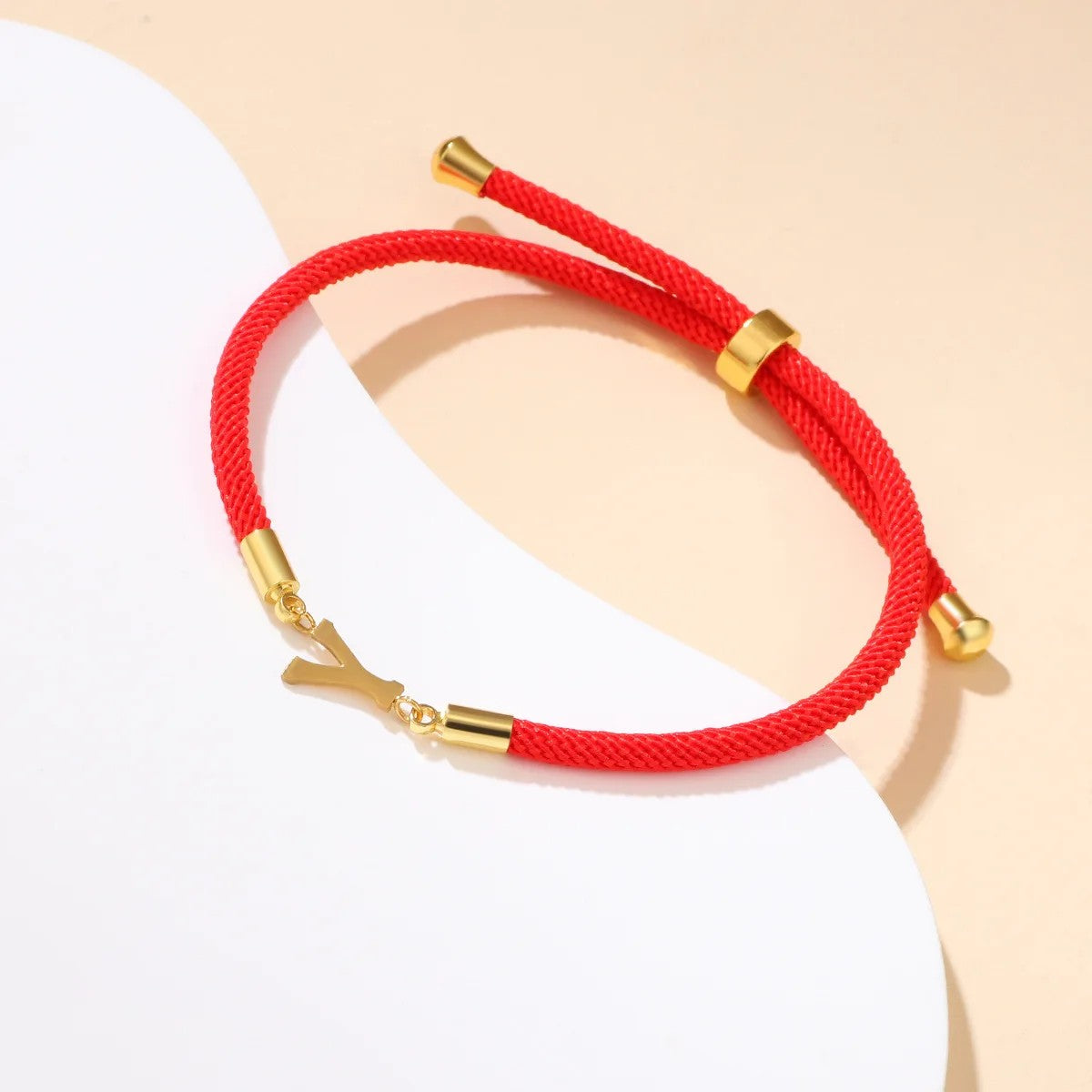 Red Woven Initial Letter Bracelet