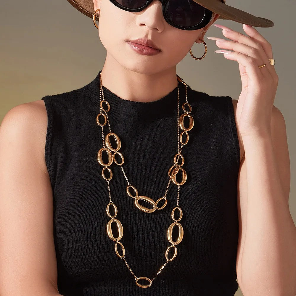 Geometric Oval Link Necklace
