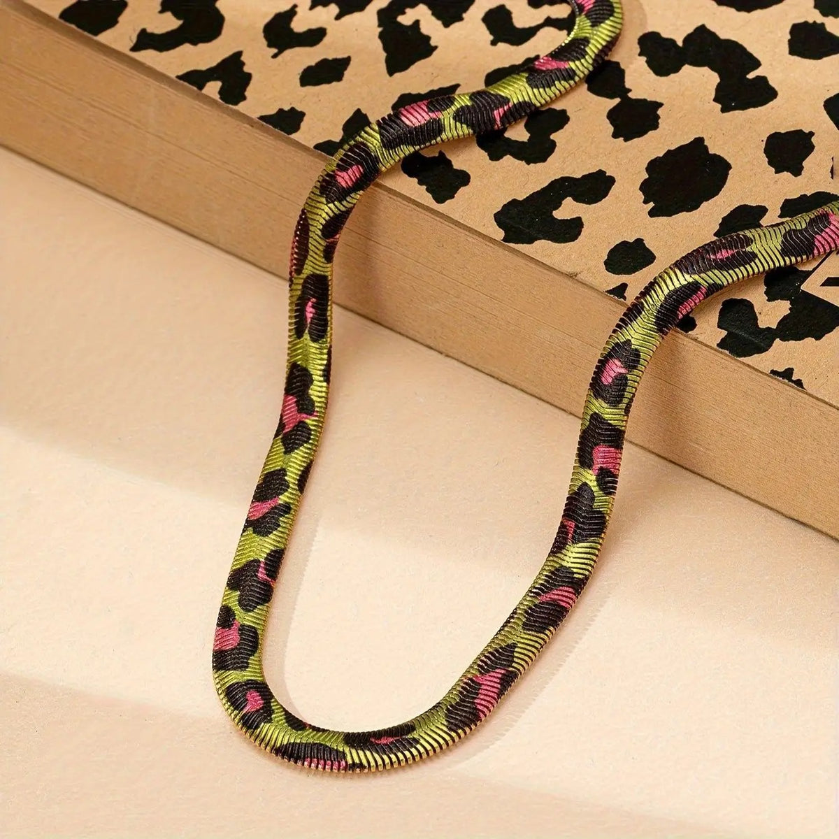 Leopard Print Link Chain Necklace