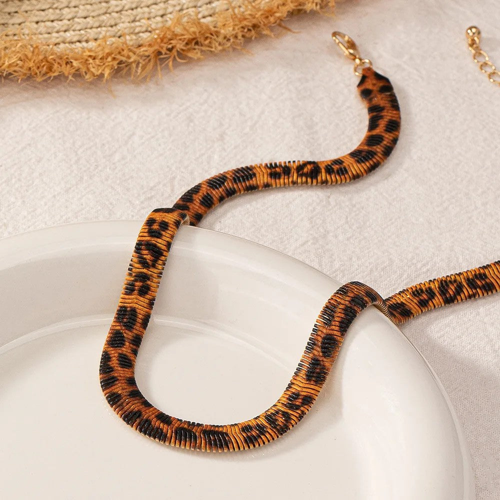 Leopard Print Link Chain Necklace