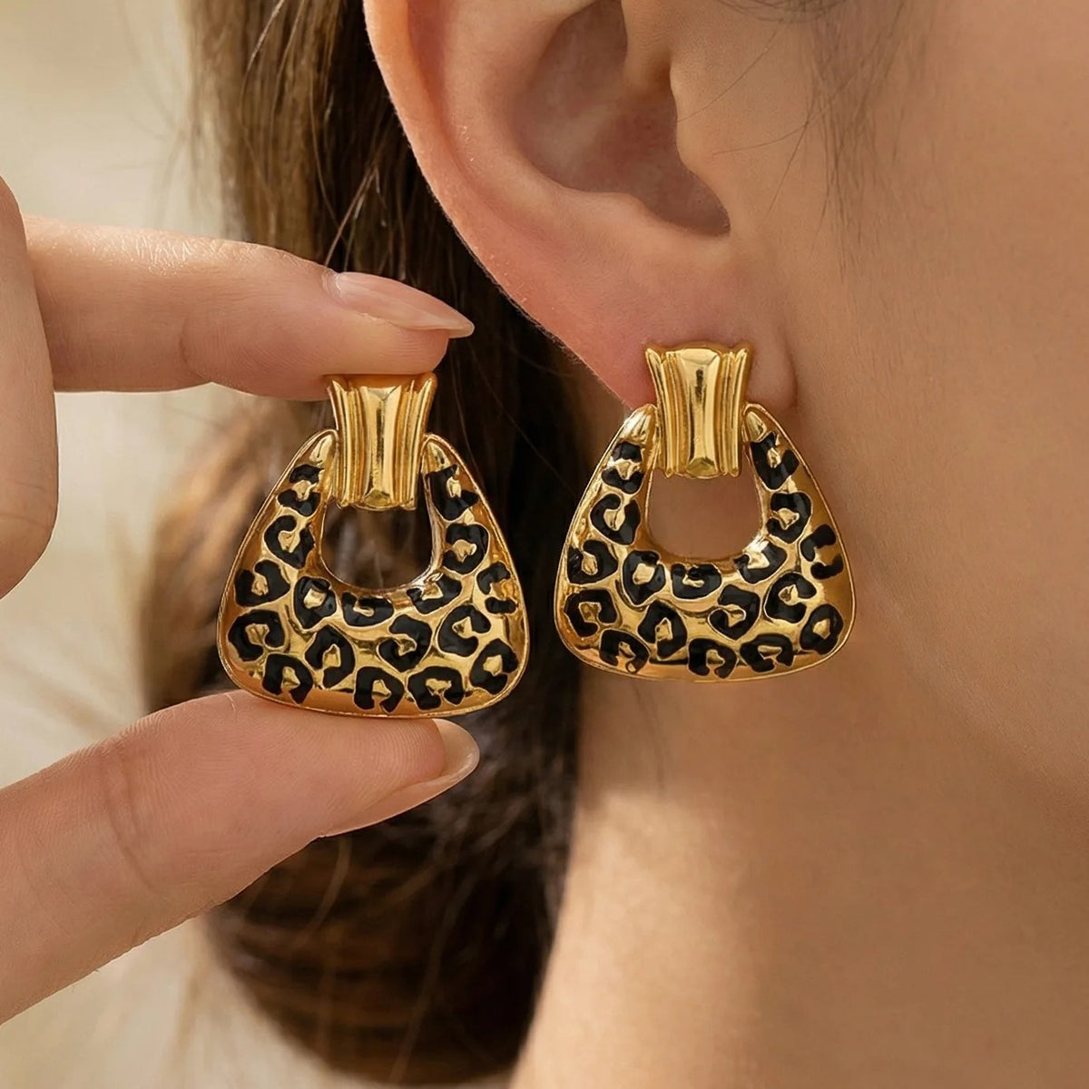 Leopard Print Drop Earrings