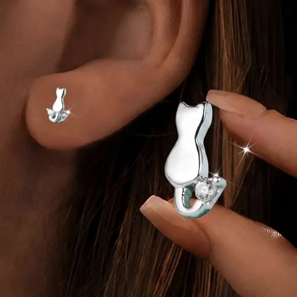 Cat Silhouette Cuff Earrings