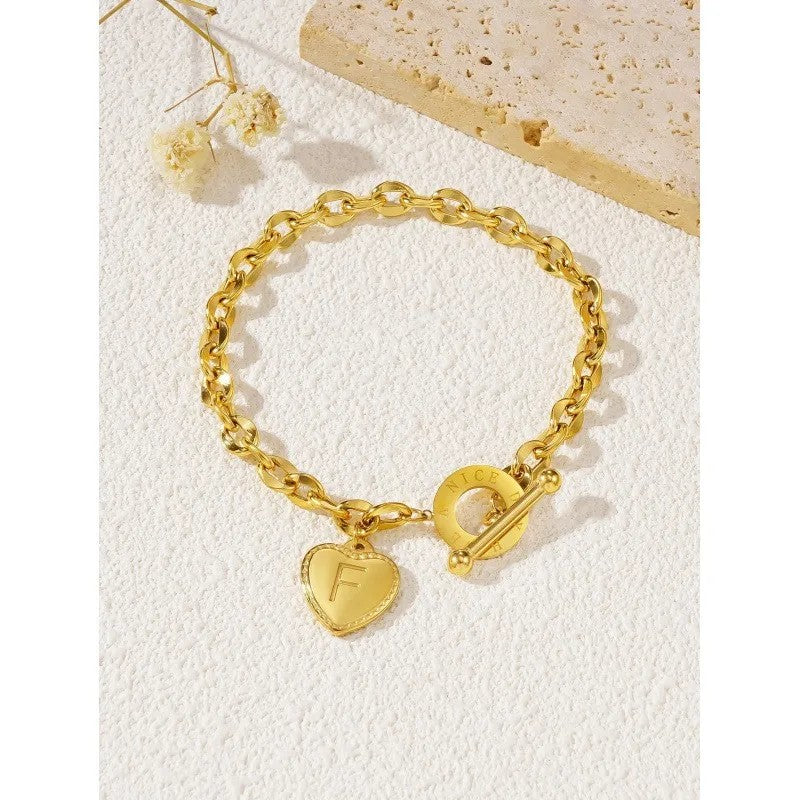 Heart & Letter Charm Bracelet