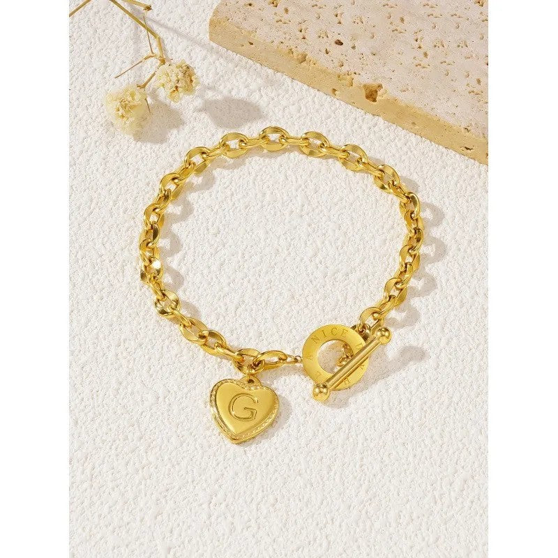 Heart & Letter Charm Bracelet
