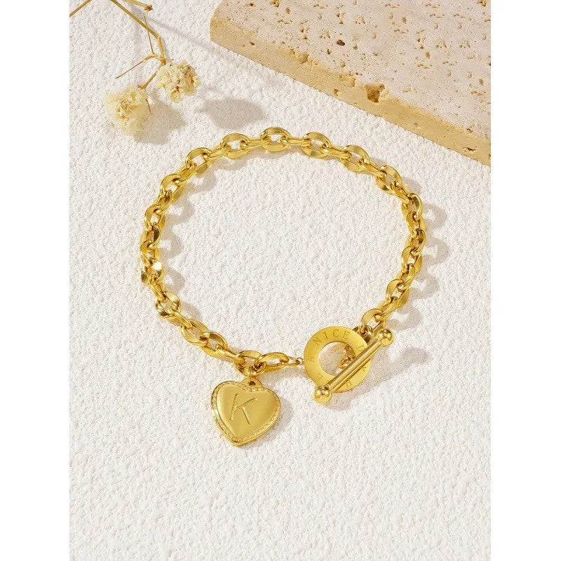 Heart & Letter Charm Bracelet