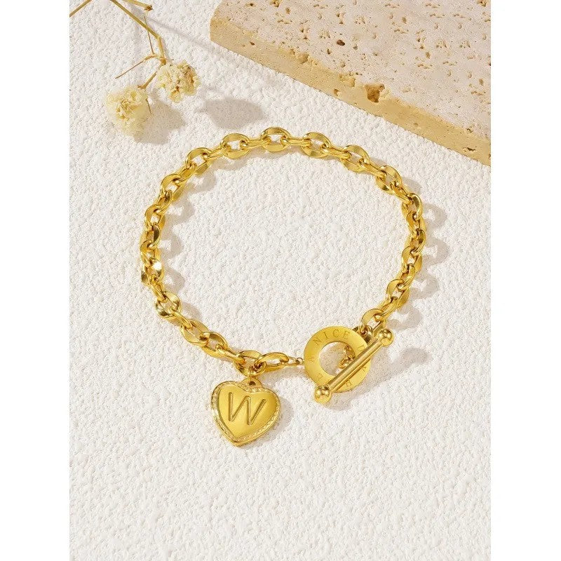 Heart & Letter Charm Bracelet