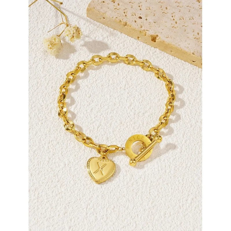 Heart & Letter Charm Bracelet