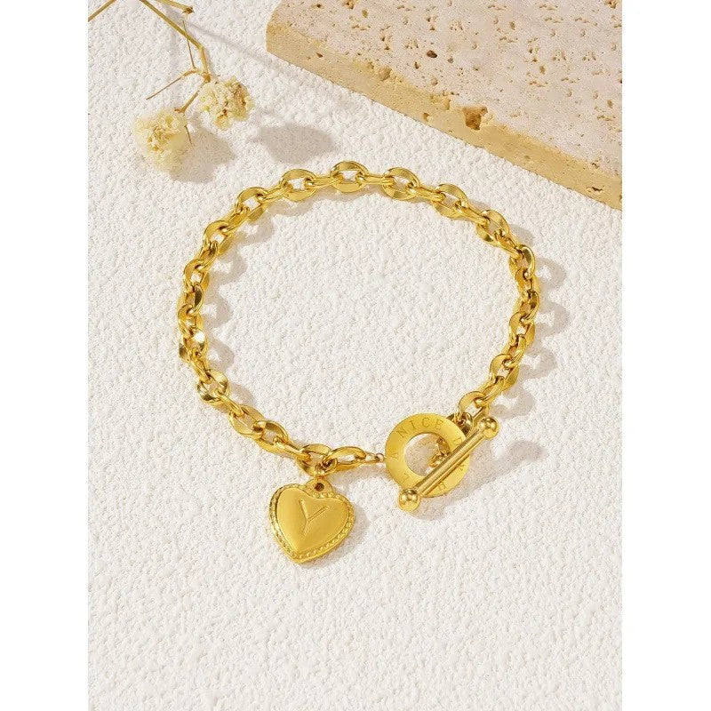 Heart & Letter Charm Bracelet