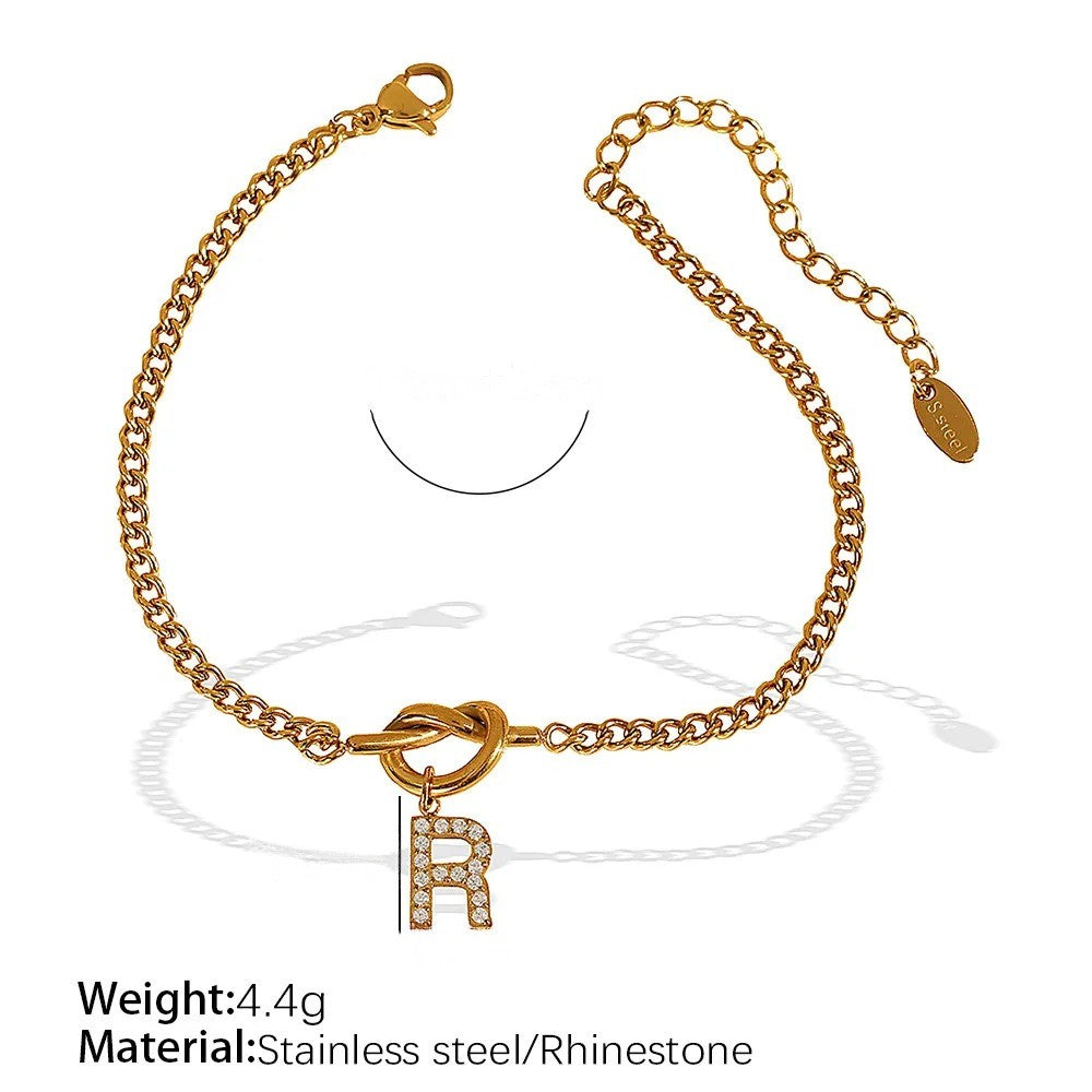 Crystal Initial Love Knot Bracelet