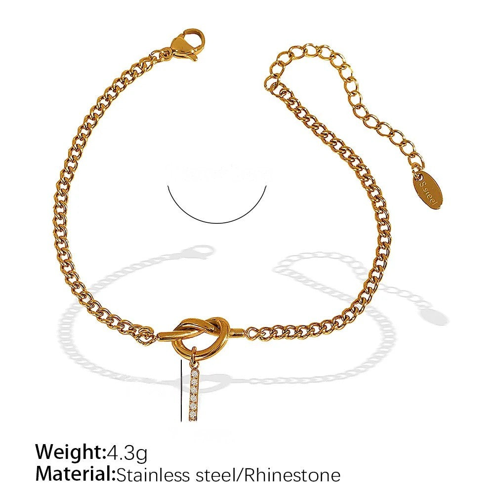 Crystal Initial Love Knot Bracelet