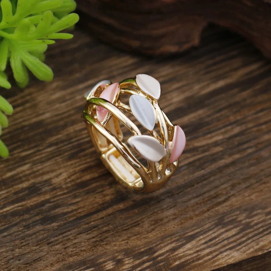 Multicolor Petal Caged Ring