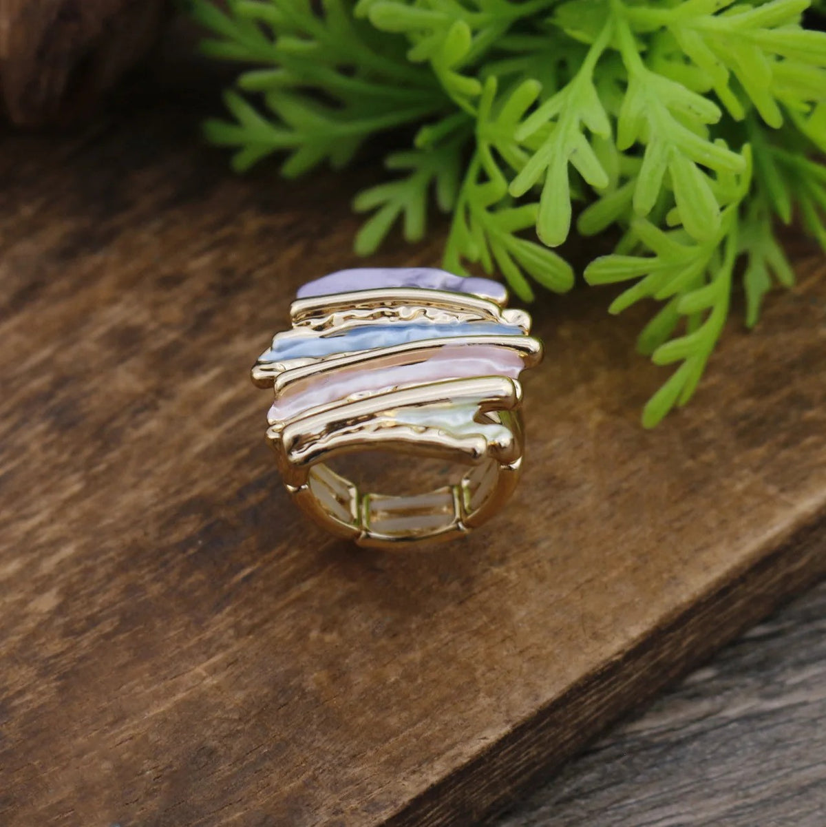 Layered Shell Statement Ring