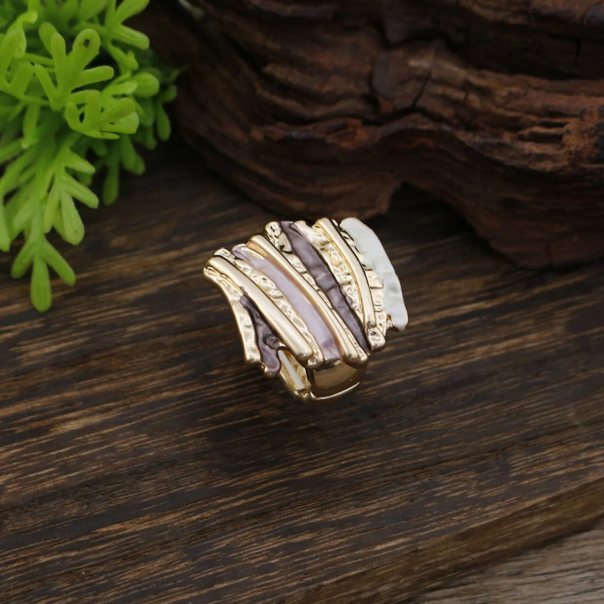 Layered Shell Statement Ring